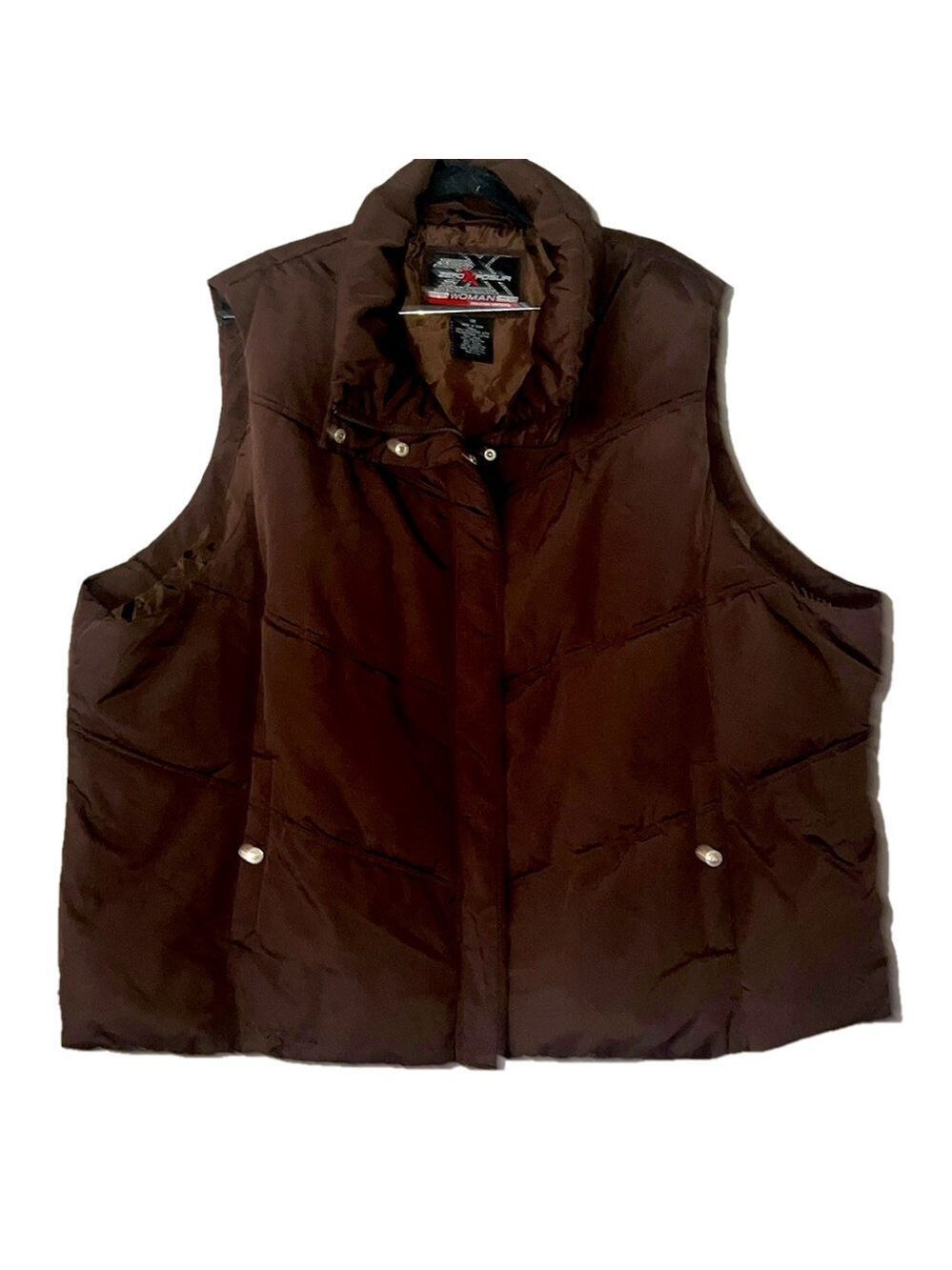 Women's 3X Water-Resistant Brown Puffer Vest by ZeroXposur (T6)